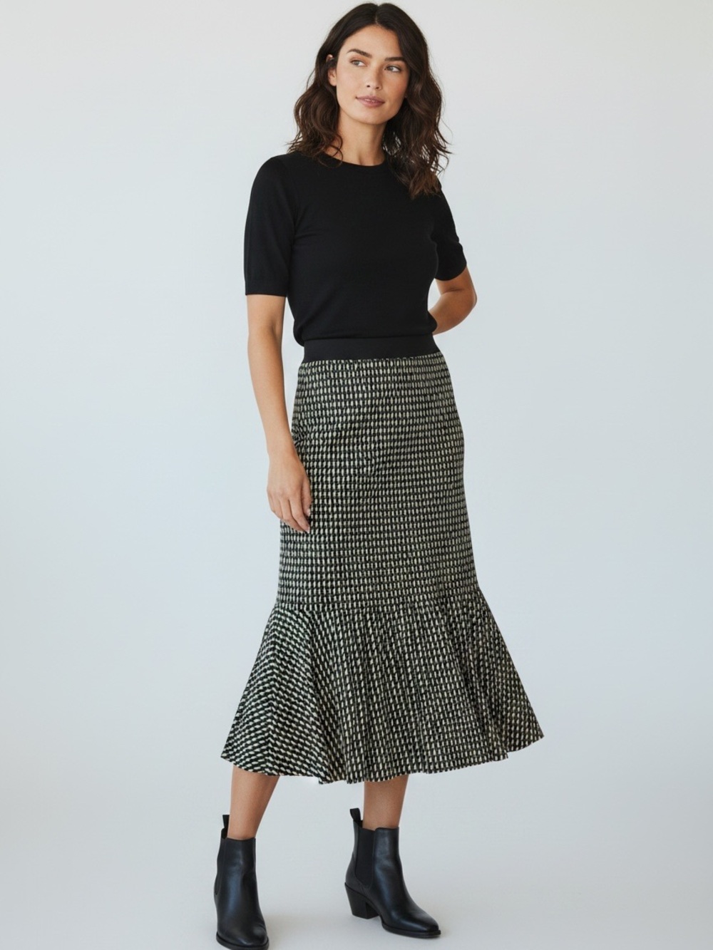 Adrianna Papell Geometric Pleated Midi Skirt - Green/Pink - Size XL